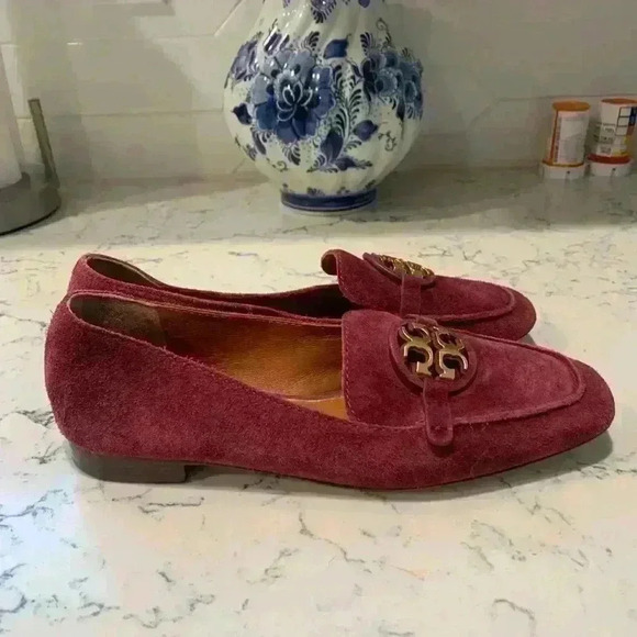 Tory Burch 15mm Miller Metal Loafer Burgundy Suede size 8 new - Picture 3 of 9